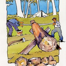 Redcliffe Convict Artwork - Cutting Timber