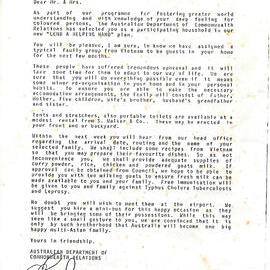 Letter regarding Vietnamese family immigration