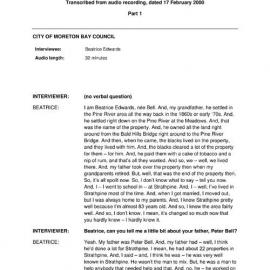 Beatrice EDWARDS - Interviewed on 17 February 2000 - Transcript (Part 1)