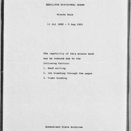 Redcliffe Divisional Board Minutes - 11 July 1888 - 4 December 1888