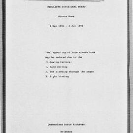 Redcliffe Divisional Board Minutes - 2 September 1891 - 9 December 1891