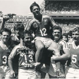 Redcliffe Rugby League team after a match, October 1984