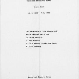 Redcliffe Divisional Board Minutes - 14 July 1899 - 8 December 1899