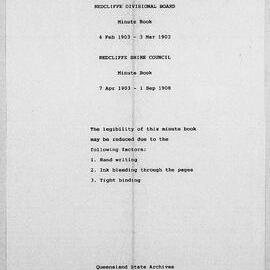 Redcliffe Divisional Board Minutes - 4 February 1903 - 3 March 1903