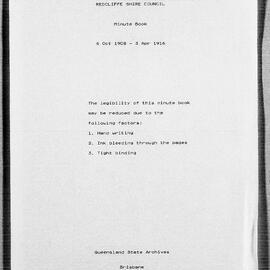 Redcliffe Shire Council Minutes - 6 October 1908 - 1 December 1908