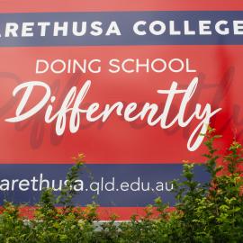 Sign on school building at Arethusa College - 1-83 Deception Bay Road Deception Bay