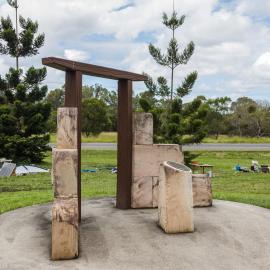Close-up of Sandstone Memorial in Cruice Park - corner Kilcoy-Beerwah Road and Cruice Drive Woodford