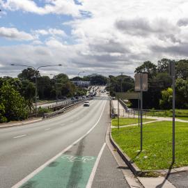 Morayfield Road Caboolture South and the Caboolture River bridge - looking north