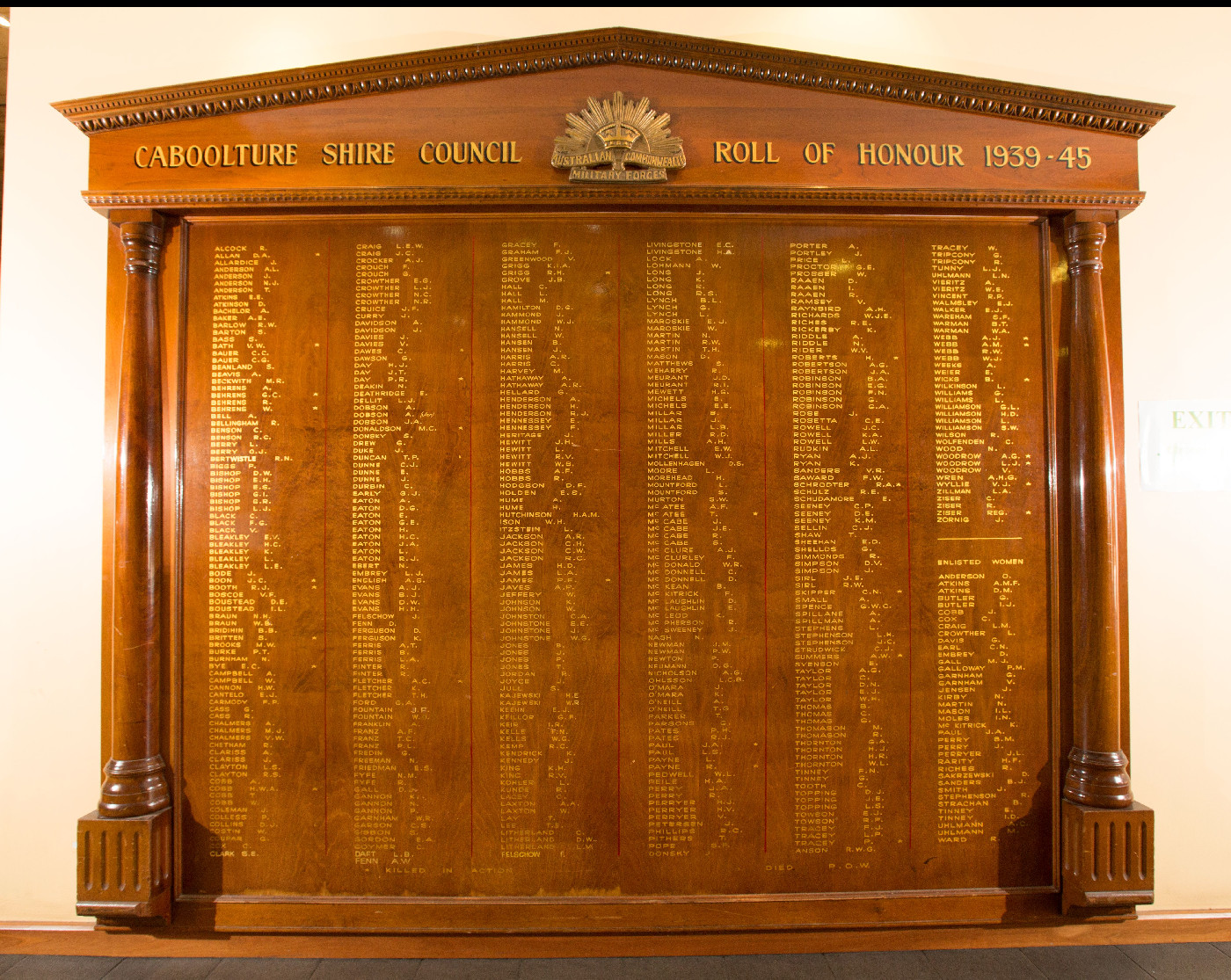 Caboolture Shire Council Roll of Honour 1939 - 1945